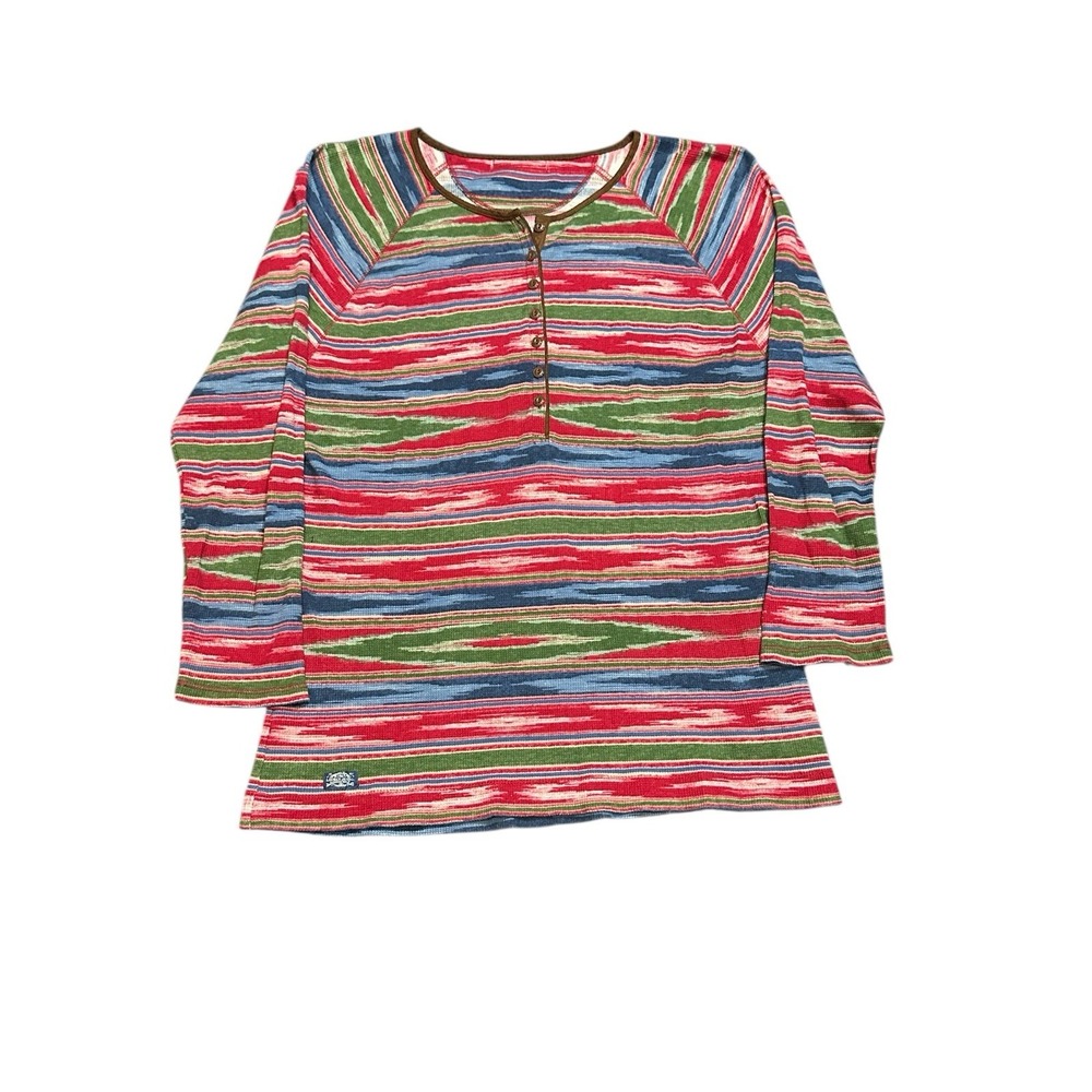 Lauren Ralph Lauren Henley Chucky Top‎ Southwestern Aztec Print Y2K Knit Large